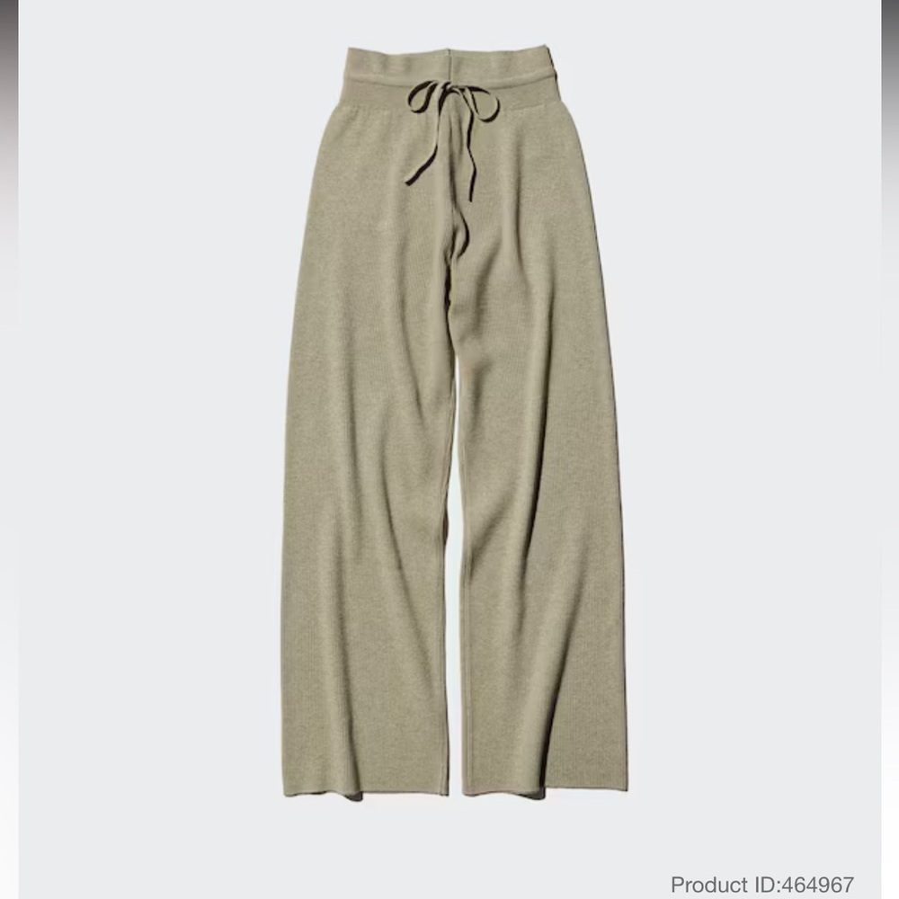 Green Uniqlo Washable Knit Ribbed Pants